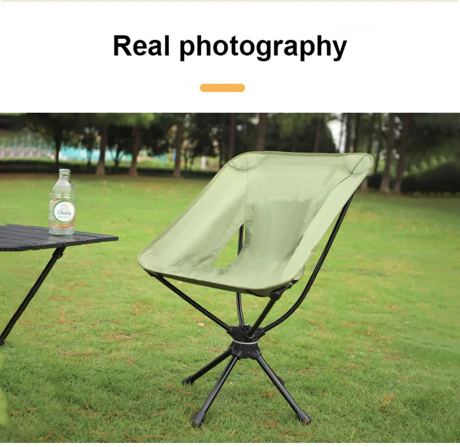 Outdoor Folding Chairs Rotatable Swivel Chair for Camping Lightweight Beach Fishing Chairs with Carry Bag for Picnic Hiking