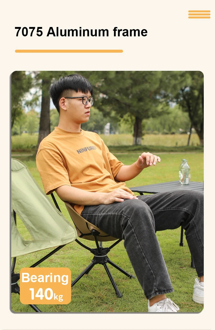 Outdoor Folding Chairs Rotatable Swivel Chair for Camping Lightweight Beach Fishing Chairs with Carry Bag for Picnic Hiking