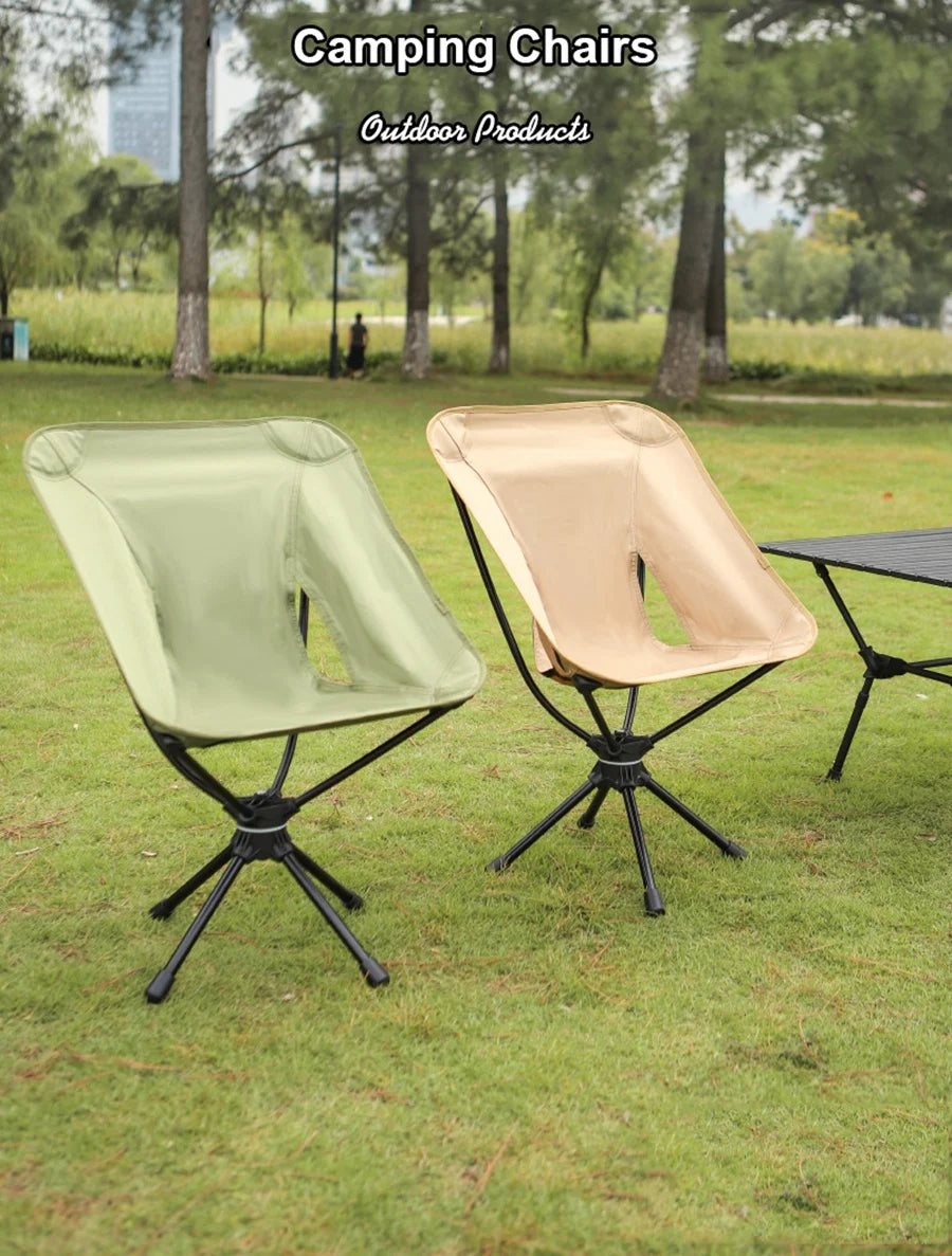 Outdoor Folding Chairs Rotatable Swivel Chair for Camping Lightweight Beach Fishing Chairs with Carry Bag for Picnic Hiking